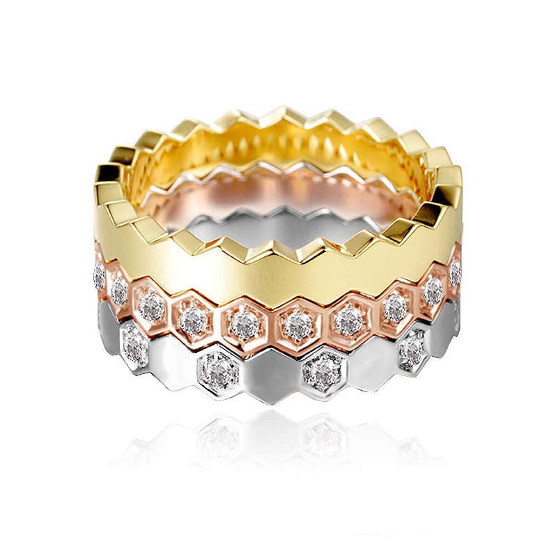 Triple Plating Marvelous Ring Set Of 3